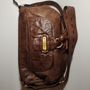 JUICY COUTURE Brown Vintage Leather Crossbody Bag